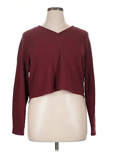 Pre-owned Zeagoo Long Sleeve Top Burgundy V-neck Tops