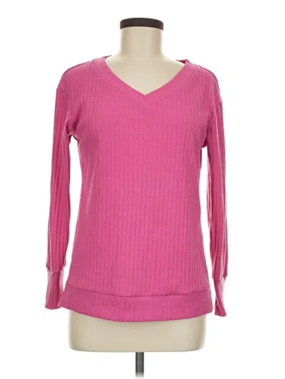 Pre-owned Zeagoo Long Sleeve Top Pink V-neck Tops