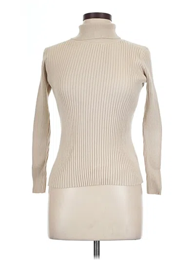 Pre-owned Zeagoo Long Sleeve Top Tan Turtleneck Tops In Brown