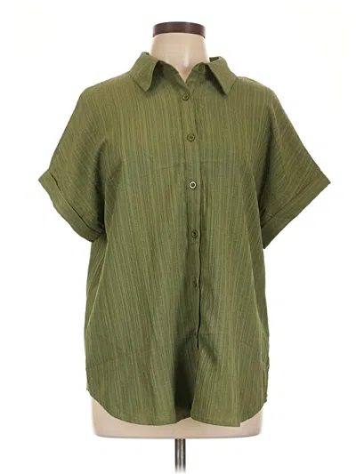 Pre-owned Zeagoo Short Sleeve Blouse In Green