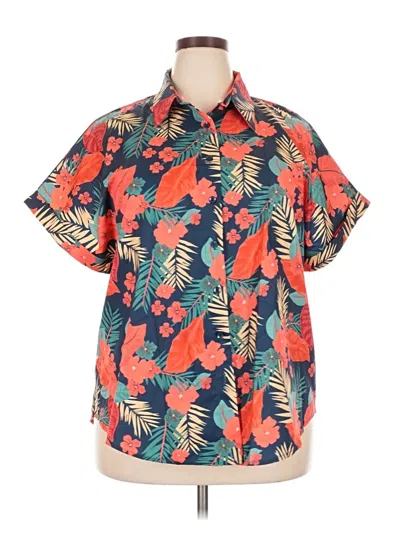 Pre-owned Zeagoo Short Sleeve Blouse In Orange
