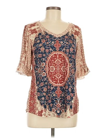 Pre-owned Zeagoo Short Sleeve Blouse In Tan