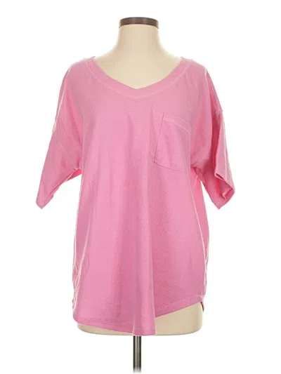 Pre-owned Zeagoo Short Sleeve Top Pink Scoop Neck Tops