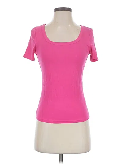 Pre-owned Zeagoo Short Sleeve Top Pink Scoop Neck Tops