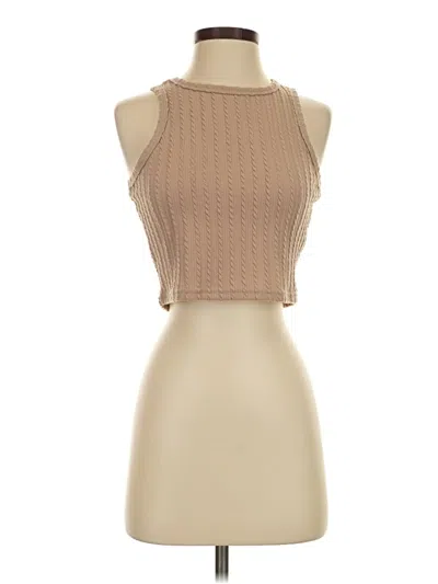 Pre-owned Zeagoo Sleeveless Top Tan Halter Neckline Tops