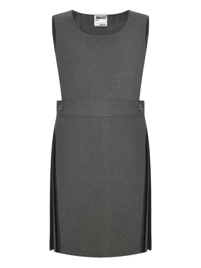Zeco Schoolwear Kids' Bib Pinafore Pleated Sleeveless Dress In Gray