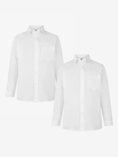 Zeco Schoolwear Kids'  Boys School Long Sleeve Shirt Twin Pack In White