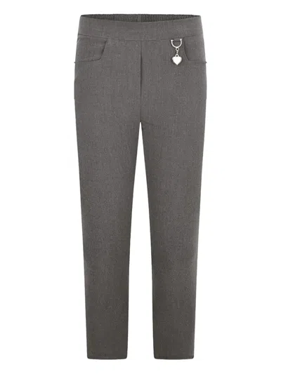 Zeco Schoolwear Kids' Elastic-waist Heart-detail Trousers In Gray