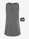 Zeco Schoolwear Girls School Flower Embroidered Pinafore Dress In Grey