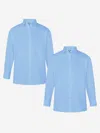 Zeco Schoolwear Girls School Long Sleeve Blouse Twin Pack In Blue