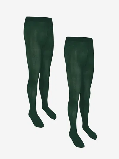 Zeco Schoolwear Babies'  Girls School Opaque Tights In Green
