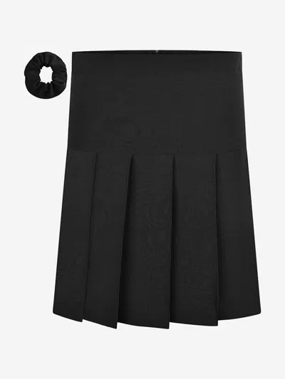 Zeco Schoolwear Kids'  Zeco Girls School Pleated Skirt With Scrunchie (regular Length) In Black