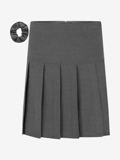 Zeco Schoolwear Kids'  Zeco Girls School Pleated Skirt With Scrunchie (regular Length) In Grey