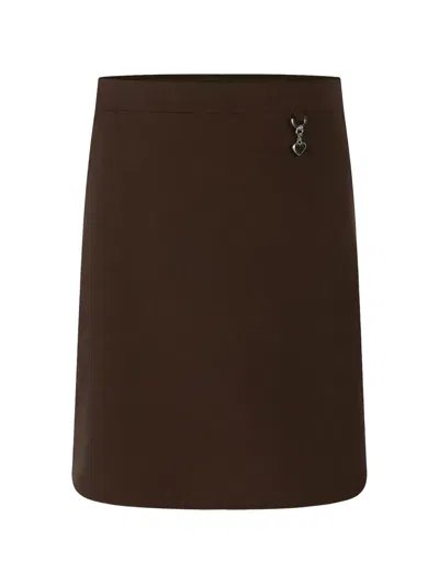 Zeco Schoolwear Heart-charm Pleated Skirt In Brown