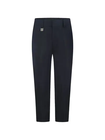 Zeco Schoolwear Kids' Logo-plaque Trousers In Blue