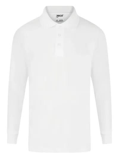 Zeco Schoolwear Kids' Long-sleeve Polo Shirt In White