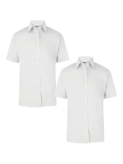 Zeco Schoolwear Kids' Short-sleeve Collared Shirt (pack Of Two) In White