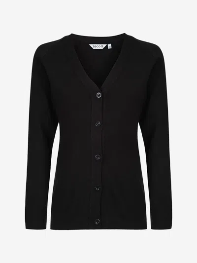 Zeco Schoolwear Zeco Kids School Cotton Mix Knitted Cardigan In Black