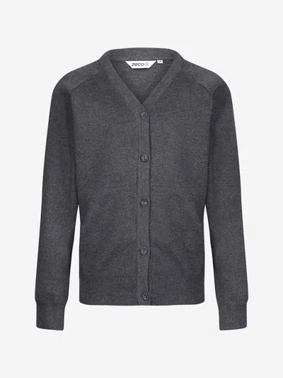 Zeco Schoolwear Zeco Kids School Cotton Mix Knitted Cardigan In Gray