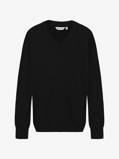 Zeco Schoolwear Zeco Kids School Cotton Mix Knitted V-neck Jumper In Black