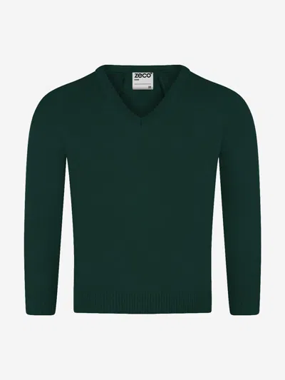 Zeco Schoolwear Zeco Kids School Knitted V-neck Jumper In Green