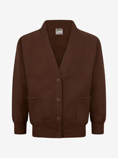 Zeco Schoolwear Zeco Kids School Sweatshirt Cardigan In Brown