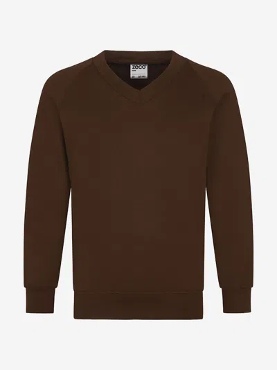 Zeco Schoolwear Zeco Kids School V-neck Sweatshirt In Brown