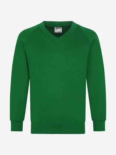 Zeco Schoolwear Zeco Kids School V-neck Sweatshirt In Green
