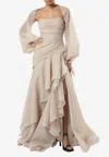 Zeena Zaki Draped Organza Maxi Dress