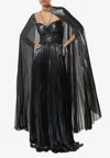 Zeena Zaki Pleated Metallic Maxi Dress