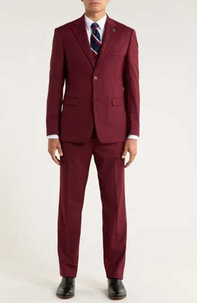 ZEGARIE ZEGARIE BURGUNDY MÉLANGE 3-PIECE SUIT
