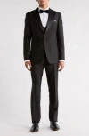 Zegarie Stacy Adams Solid Peak Lapel 3-piece Tuxedo In Black