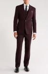 Zegarie Tatersall Mélange 3-piece Suit In Burgundy
