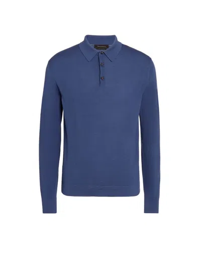 Zegna Polo En Laine 12milmil12 Bleu Clair