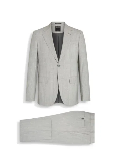 Zegna Men's 14milmil14 Wool Suit In Light Grey White