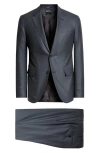 Zegna 15milmil15 Faint Stripe Wool Suit In Dark Grey