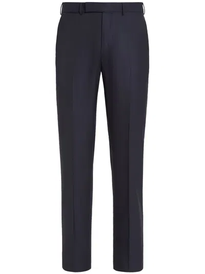 Zegna Tailored Wool Trousers In Blue