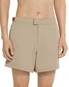 Zegna 232 Road Brand Mark Mid Length Swim Trunks In Sand