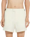 Zegna 232 Road Brand Mark Mid Length Swim Trunks In White