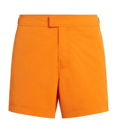 Zegna 232 Road Brand Mark Swim Shorts In Orange
