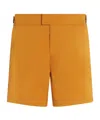 Zegna 232 Road Brand Mark Mid Length Swim Trunks In Orange