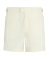 Zegna 232 Road Brand Mark Mid Length Swim Trunks In White