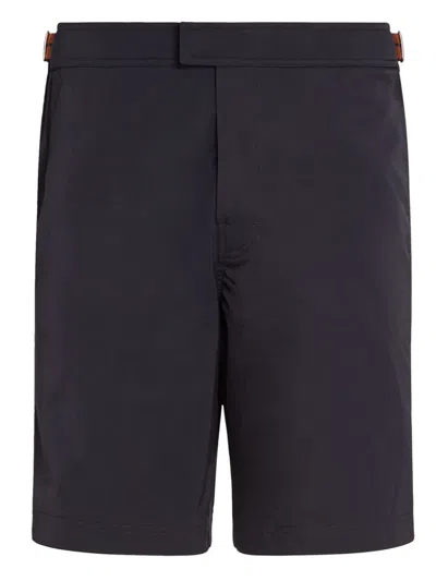 Zegna 232 Road Brand Mark Swim Shorts In Black