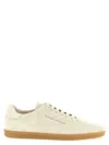 Zegna 232 Low Top Suede Sneakers Rubber Sole In Neutral