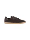 Zegna Suede Low Profile Sneakers Rubber Sole In Brown