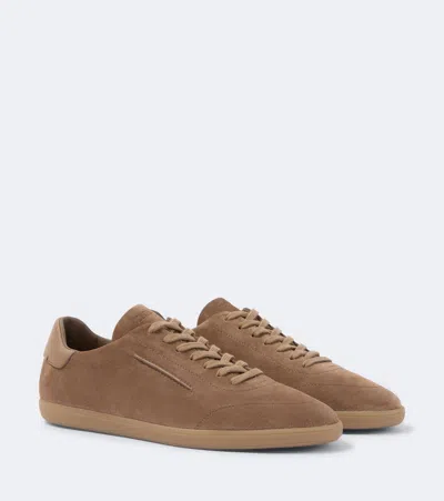 Zegna Suede Sneakers With Tone-on-tone Lining And Honey-colored Sole In Brown