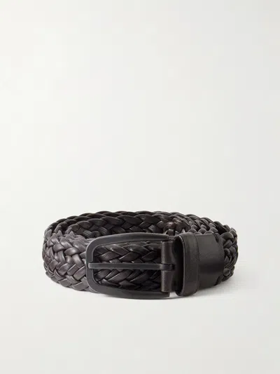 Zegna 3.2cm Braided Leather Belt In Brown