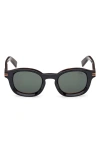 Zegna 47mm Round Sunglasses In Shiny Transparent Black