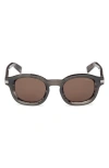 Zegna 47mm Round Sunglasses In Shiny Transparent Grey