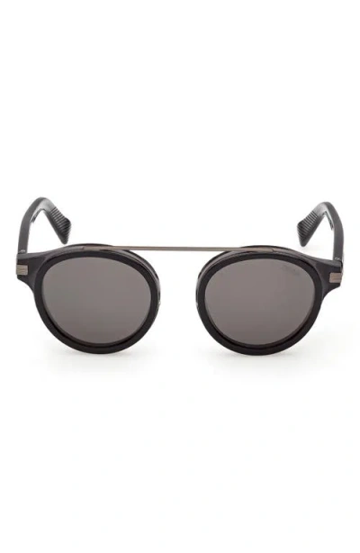 Zegna 48mm Small Geometric Sunglasses In Brown